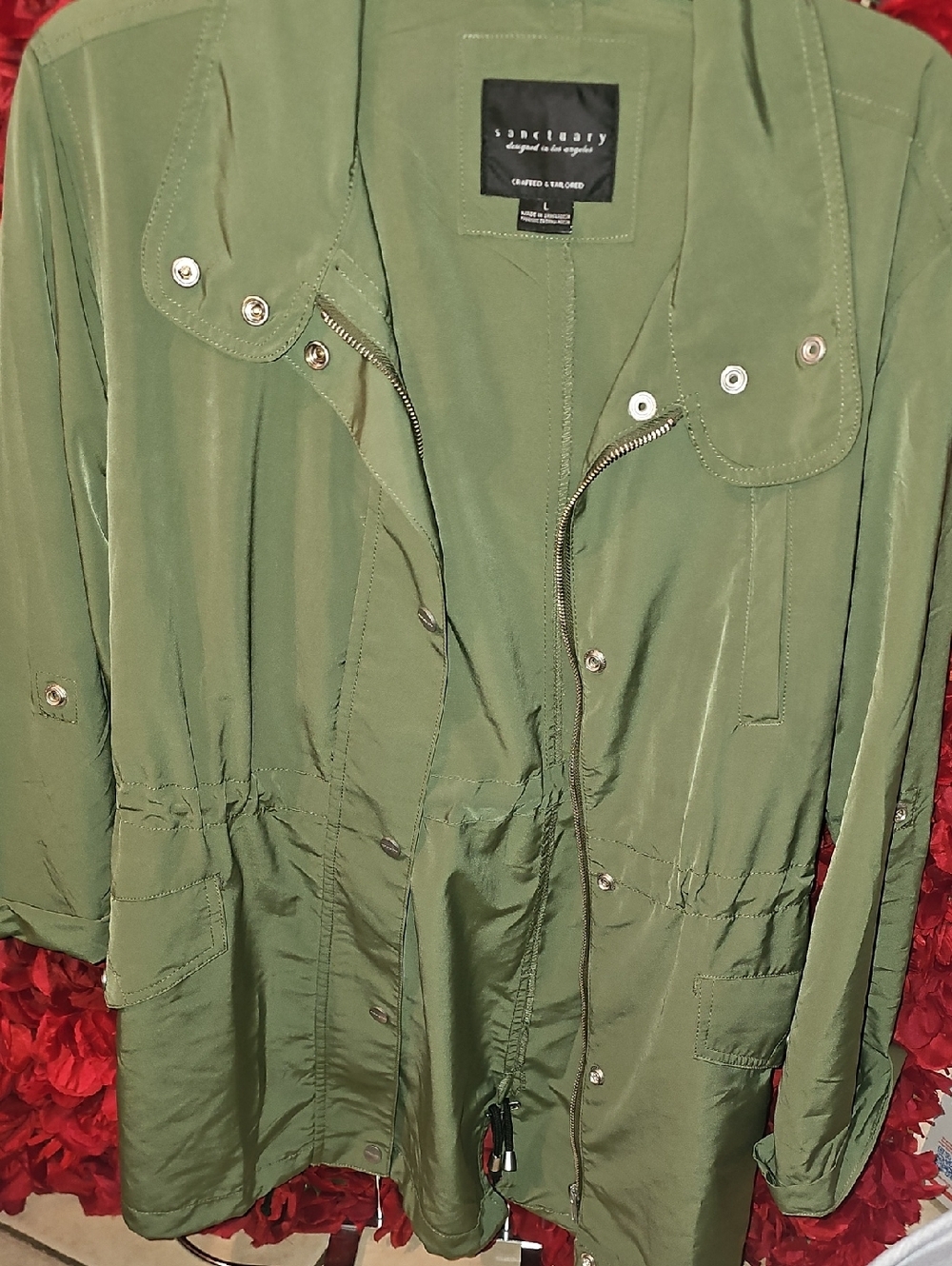 Sanctuary Olive Utility Anorak Jacket Size Large